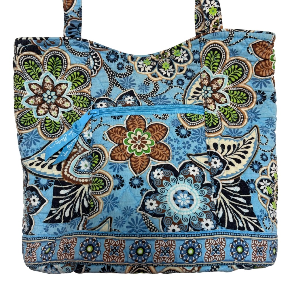 Vera Bradley Quilted Tote Bag Bali Blue Retired Pattern - Picture 2 of 7